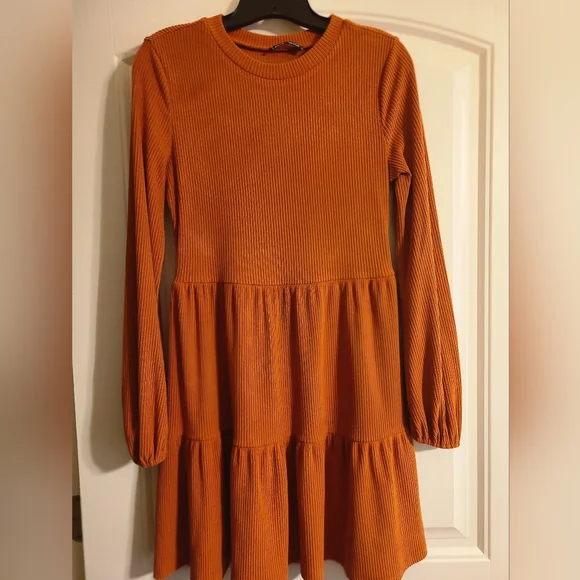 SHEIN EMERY ROSE Ruffle Hem Rib-Knit Dress - Picture 9 of 10